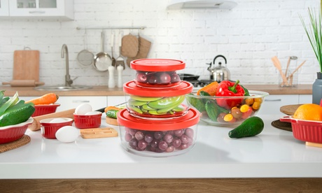 1 o 2 set da 3 contenitori di vetro per alimenti, con coperchio