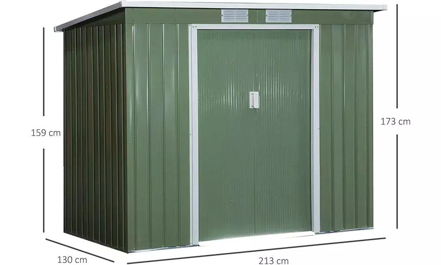 Image 10: Outsunny Lean To Garden Shed in Galvanised Steel, 5.6x6.9ft or 7x4ft