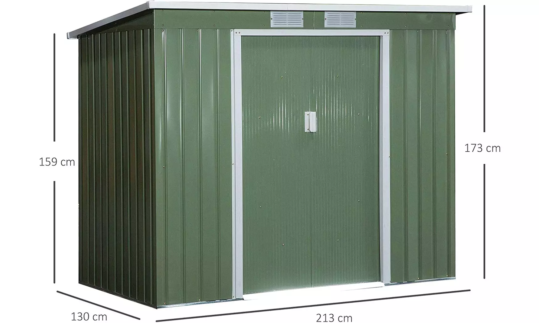 Outsunny Lean To Garden Shed in Galvanised Steel, 5.6x6.9ft or 7x4ft