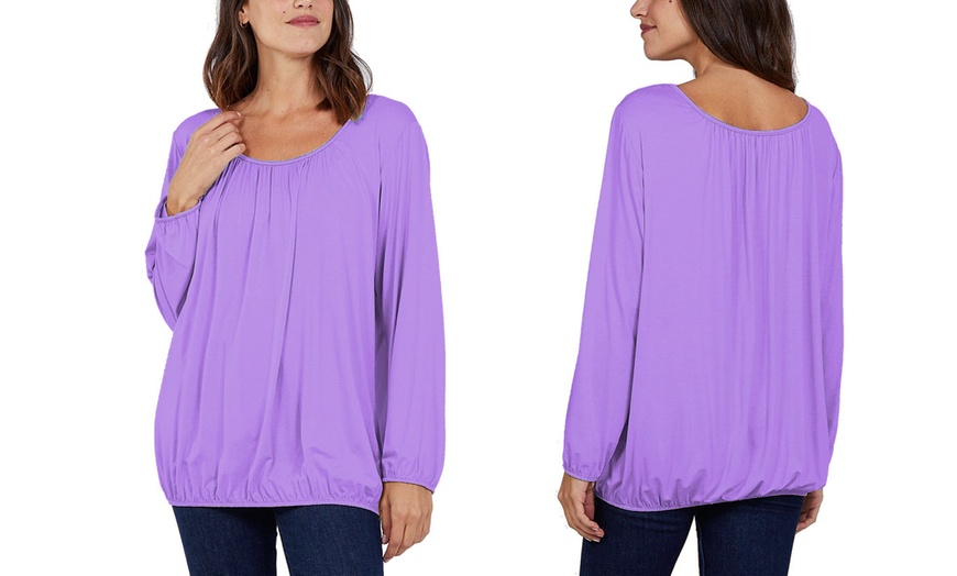 Image 12: Ladies Baggy Fit Ruched Neck Long Sleeve Top