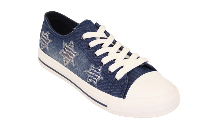 Image 5: Women's Denim Lace Up Trainers