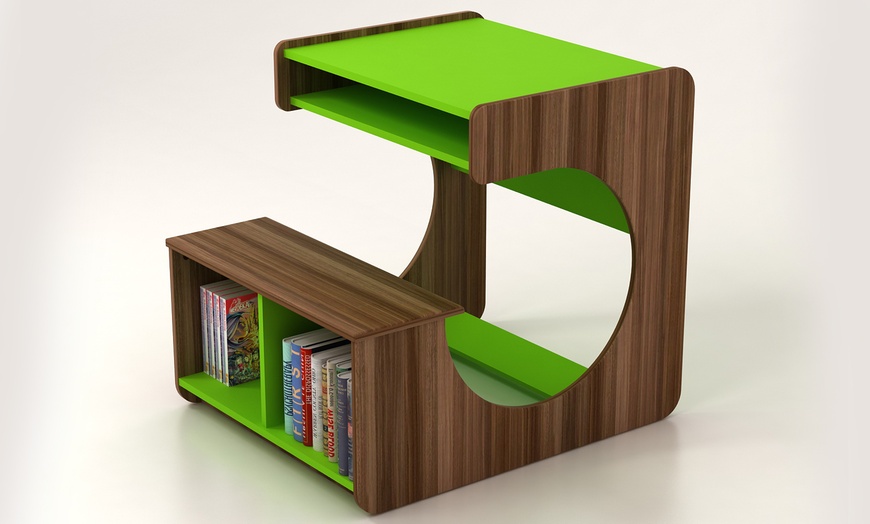 Image 4: Desk with Integrated Bookshelf