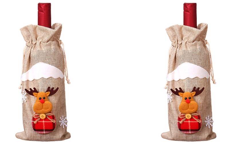 Image 10: One, Two or Four Christmas Wine Bottle Cover Bags