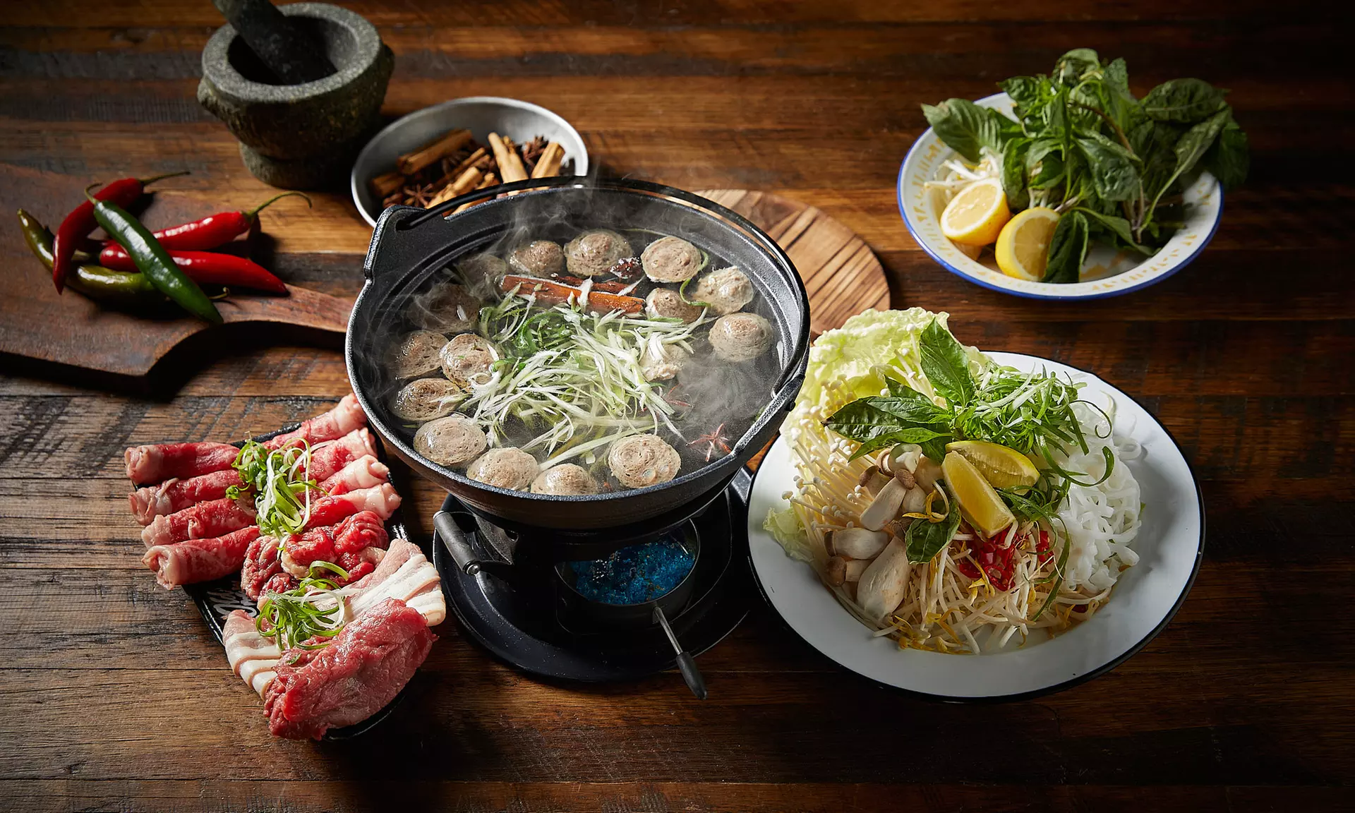 Premium Wagyu Hotpot with Wine and Dessert at Old Man Pho Highpoint - Primary Image