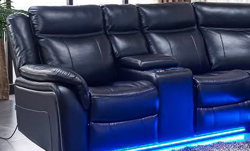 Image 8: Leather Corner Sofa with Recliner