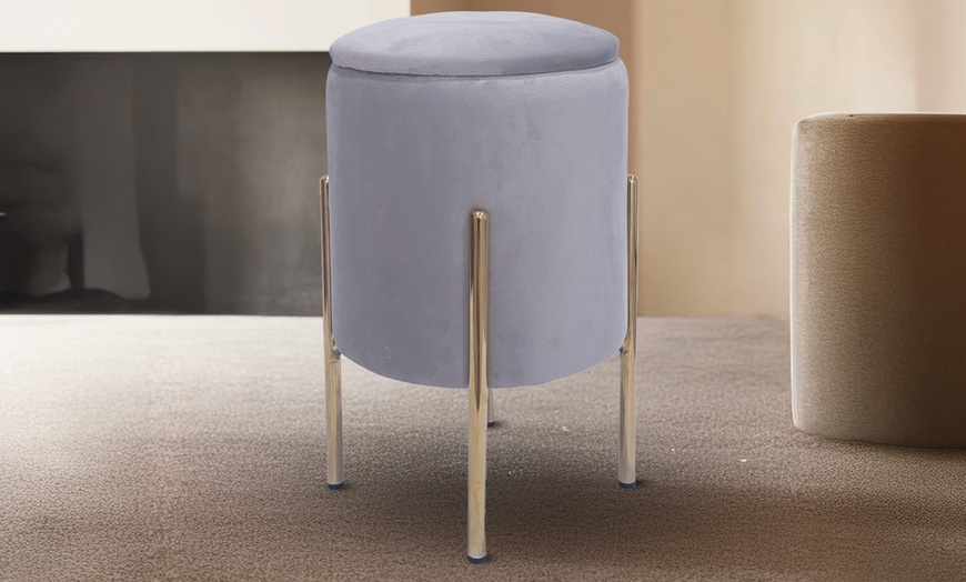 Image 2: Puf de terciopelo con espacio de almacenamiento 