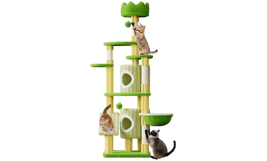 Image 16: 7-Layer 162cm Indoor Castle Cat Tree with Cat Scratching Posts