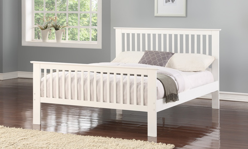 Image 1: Pine Wood Bed Frame