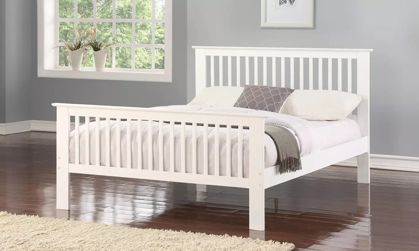 Pine Wood Bed Frame with Optional Mattress - Primary Image
