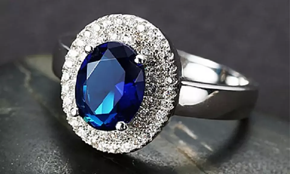 Bague avec saphir bleu simulé - Image 3