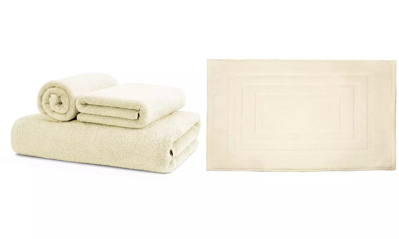 Set 3 salviette e tappeto Sophie in 100% cotone