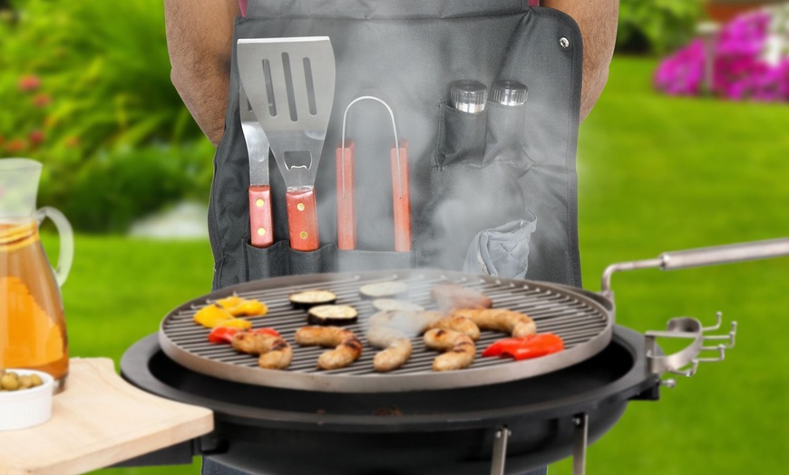 Image 1: 7-Piece BBQ Apron and Tool Set