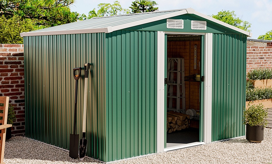 Image 1: Steel Garden Storage Shed with Gabled Roof Top