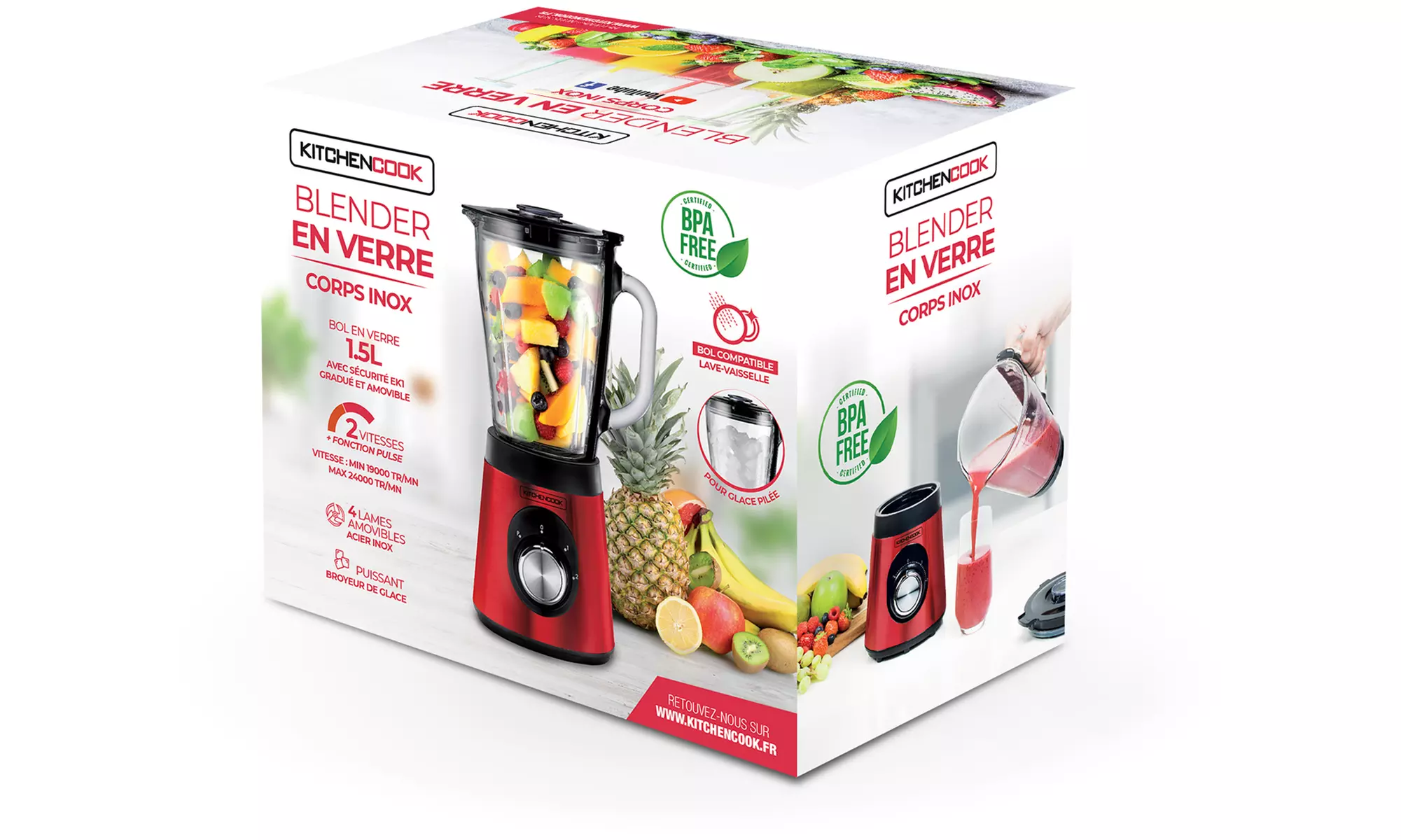 Blender 500 W "B9 Turbo Inox" de Kitchencook avec capacité de 1,5 L - Image 7