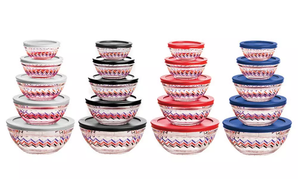 Chevron Glass Bowl Sets (10-Piece) - Primary Image
