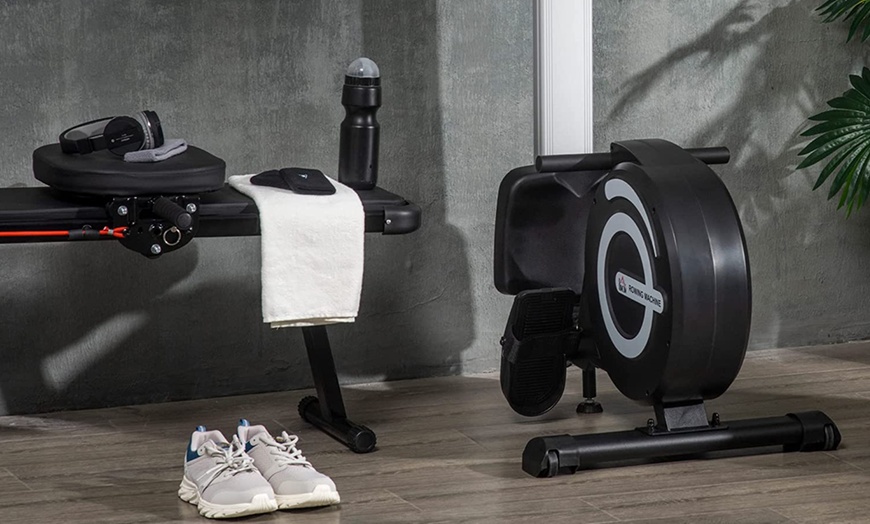 Image 7: HomCom Adjustable Rowing Machine for Indoor Fitness 