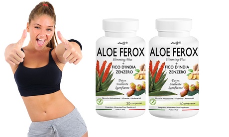 Fino a 360 compresse di Aloe Ferox Line@ con zenzero e fico d'India ad azione antiossidante e snellente