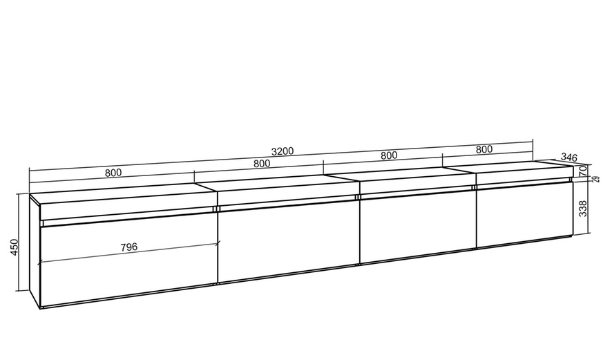 Image 34: Hängender TV-Schrank 320 cm od. TV-Schrank 288 cm + elektrischer Kamin