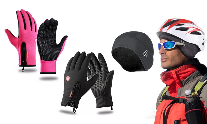 Image 1: Gants ou casque de vélo pour l'hiver