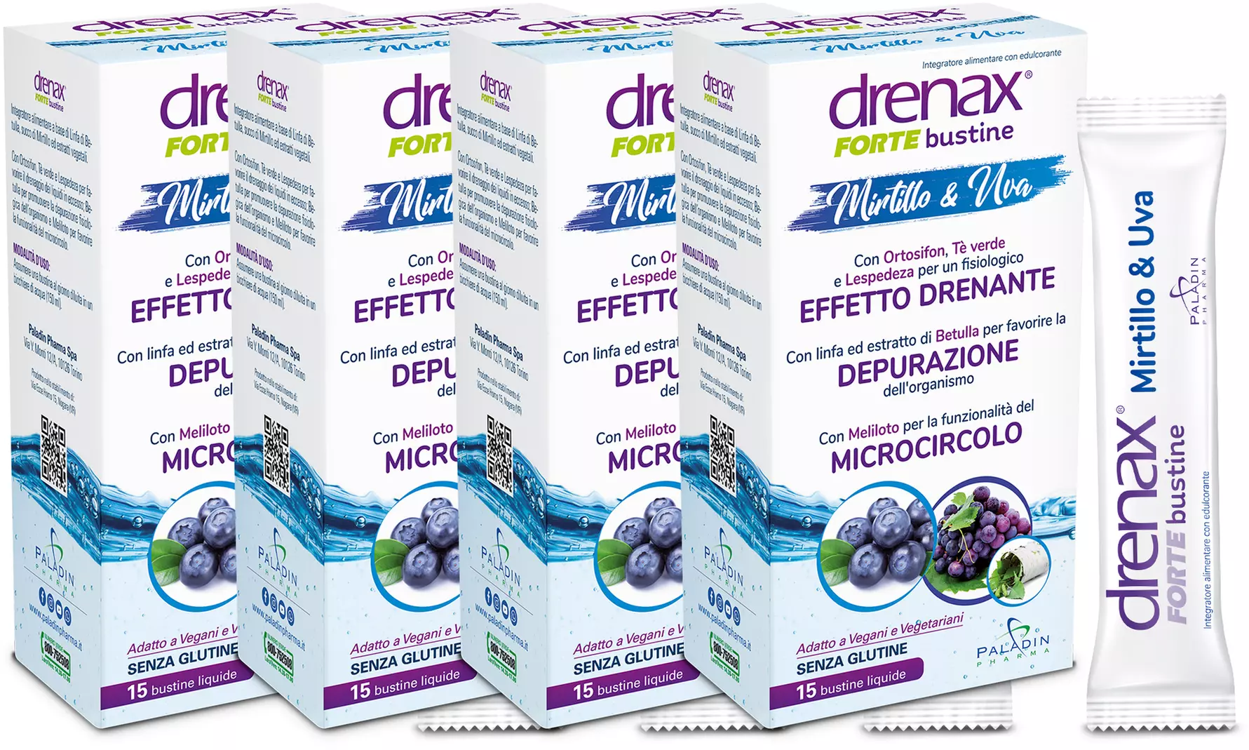 2, 4 o 6 confezioni di bustine o compresse Drenax