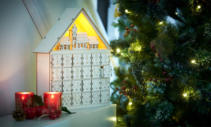 Image 2: LED Illuminated Wooden Advent Calendar