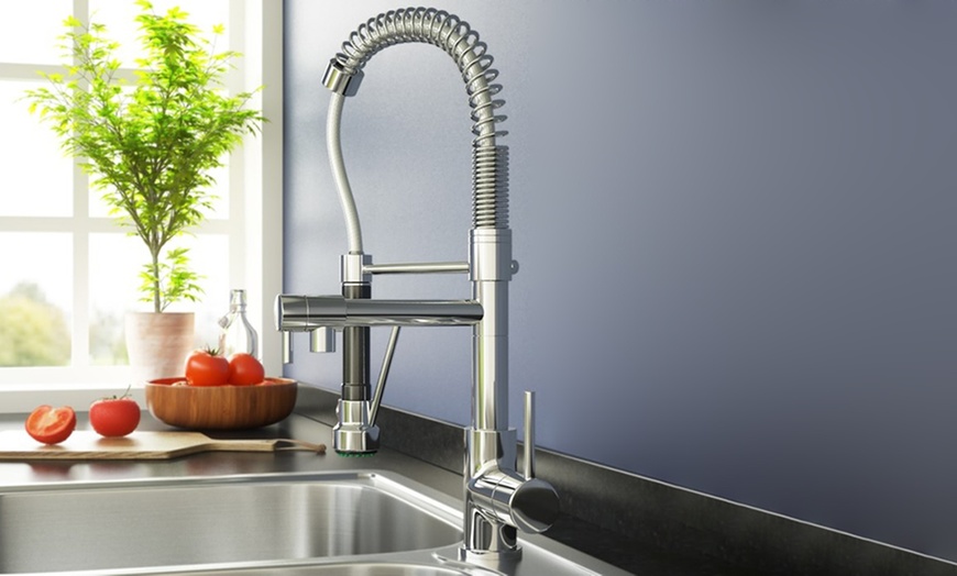 Image 1: Tall Pull-Out Spray Mixer Tap