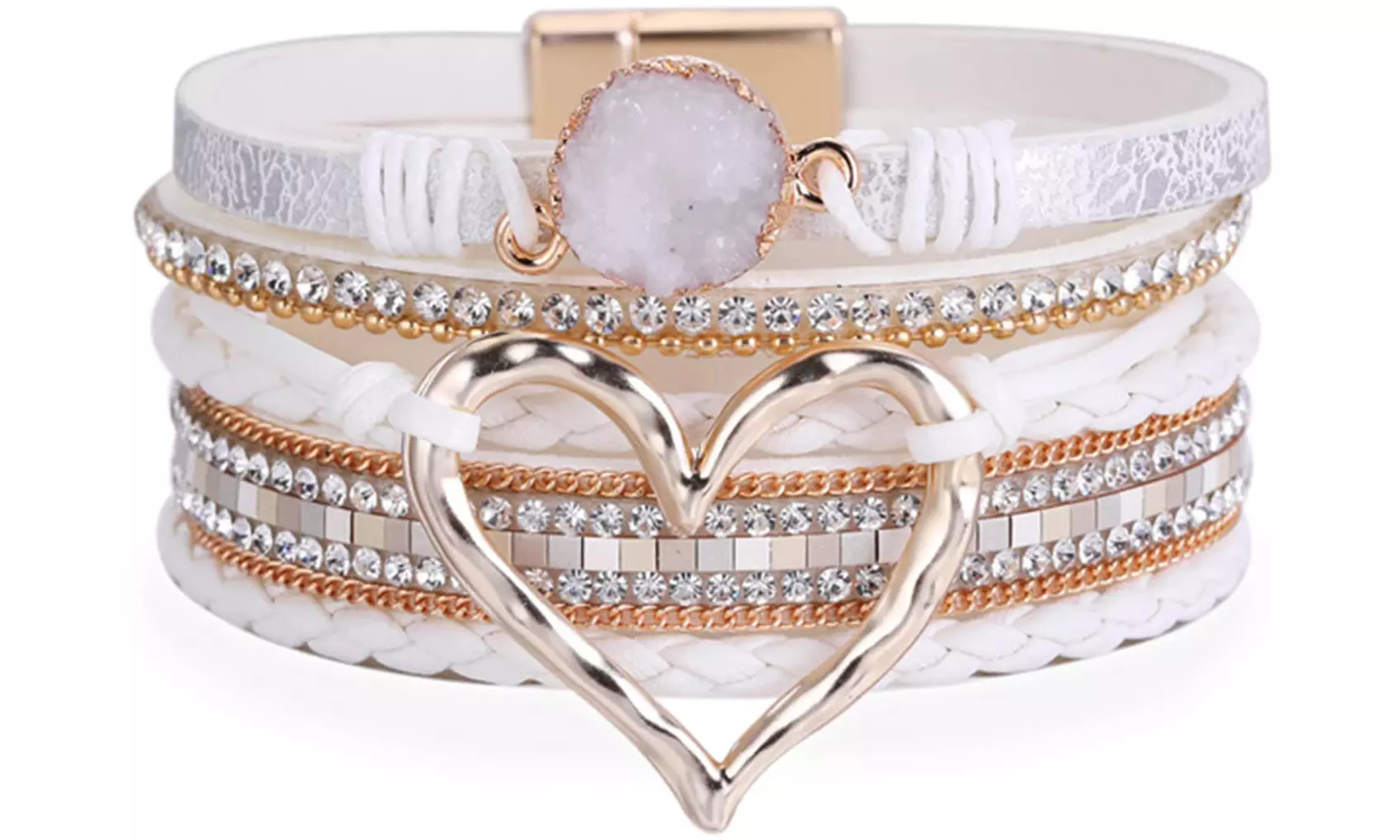 One or Two Heart-Pendant Wrap Bracelets