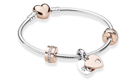 Bracciale con scritta In my heart con 2 pendenti