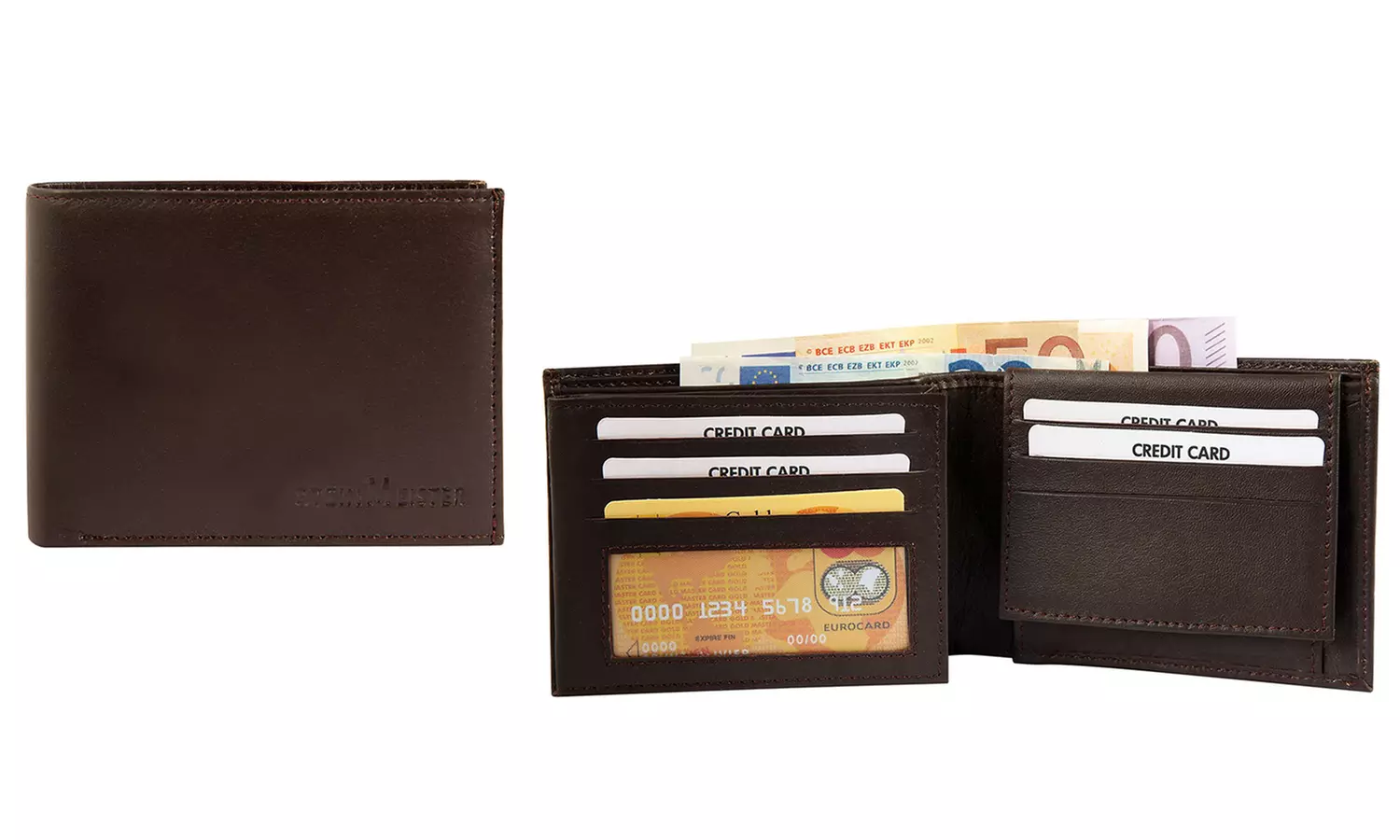 1x, 2x, oder 3x Herren- oder Unisex-Geldbörse aus Leder