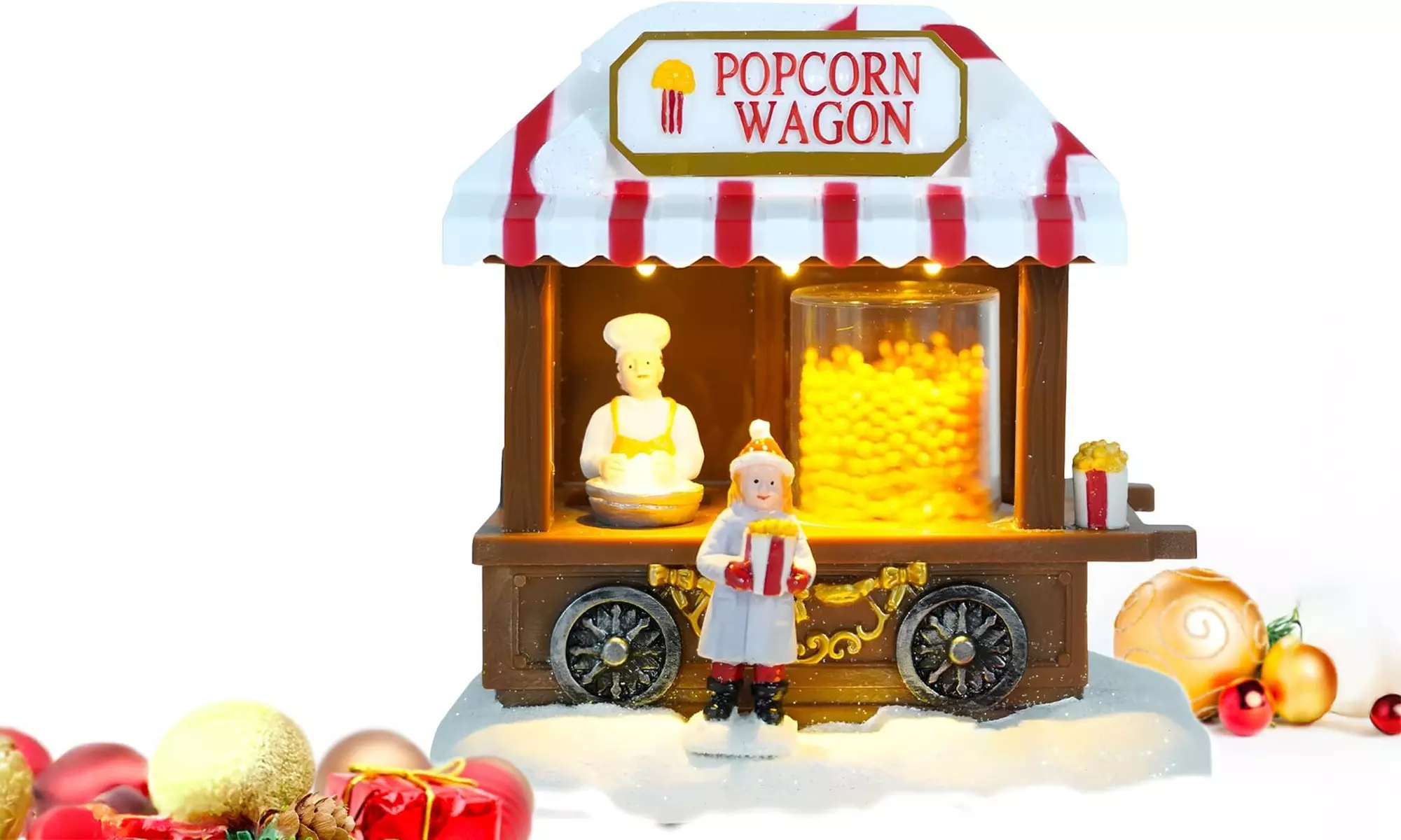 Weihnachtliche Szene mit Musik und Beleuchtung