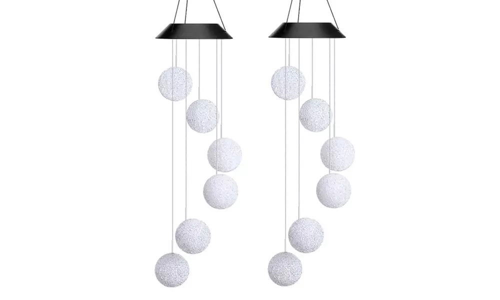 Carillons éoliens de six boules LED suspendues en forme de S, fonctionnement à énergie solaire - Image 6