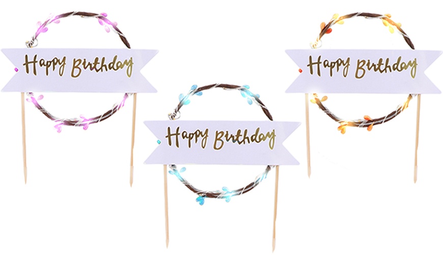 Image 8: Happy Birthday LED Cake Topper