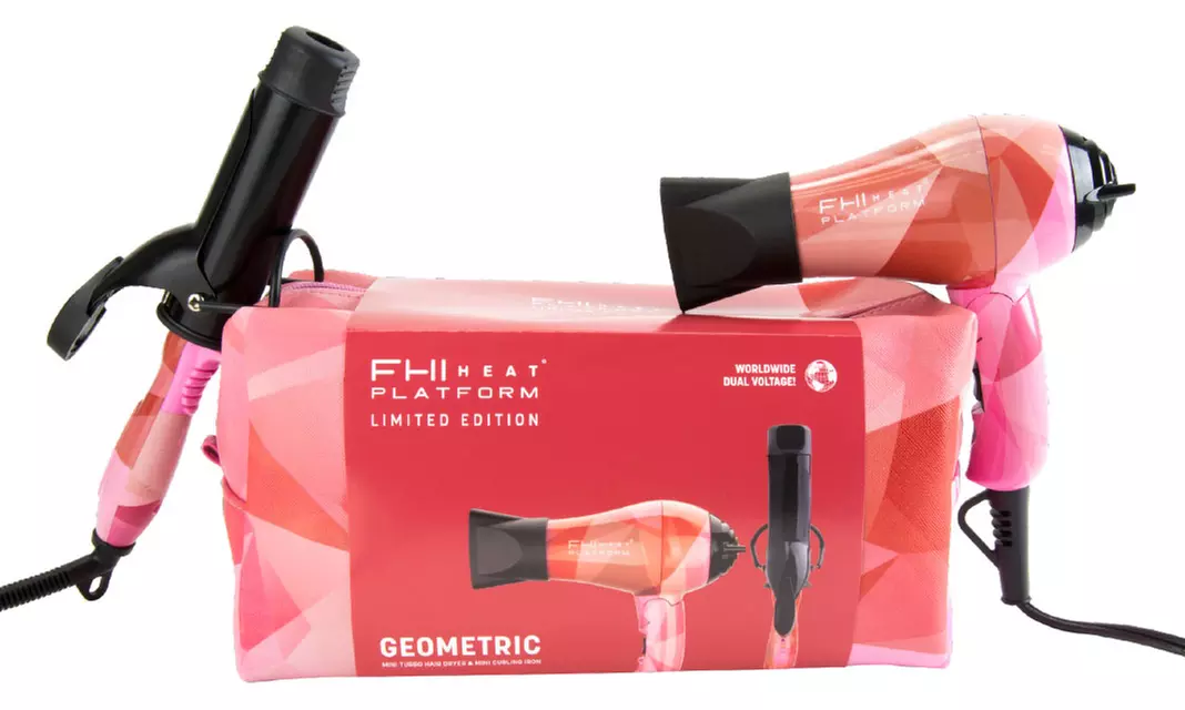 FHI Geometric Travel Hair Dryer and Mini Curling Iron Set - Primary Image