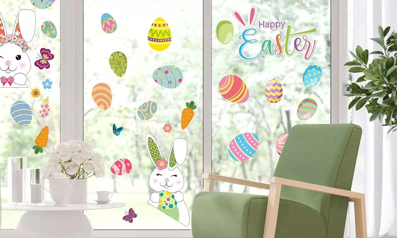 1 oder 2 Sets Fensteraufkleber mit Ostermotiven