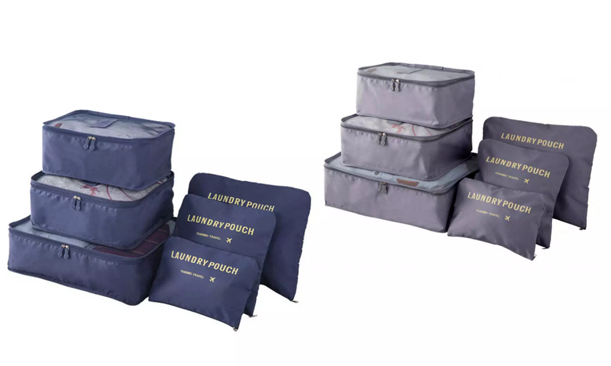 One or Two Six-Piece Travel Luggage Organizer Sets