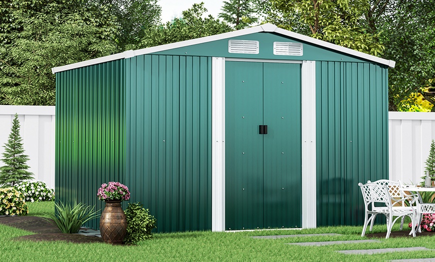 Image 2: Steel Garden Storage Shed with Gabled Roof Top