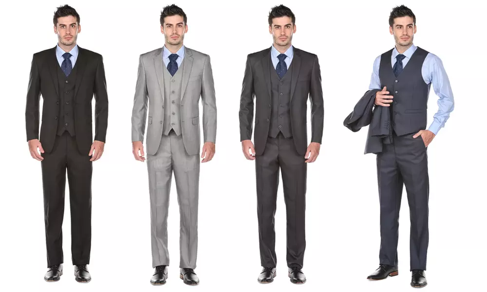 Gino Vitale Men's Modern-Fit Sharkskin Suit (3-Piece) - Primary Image