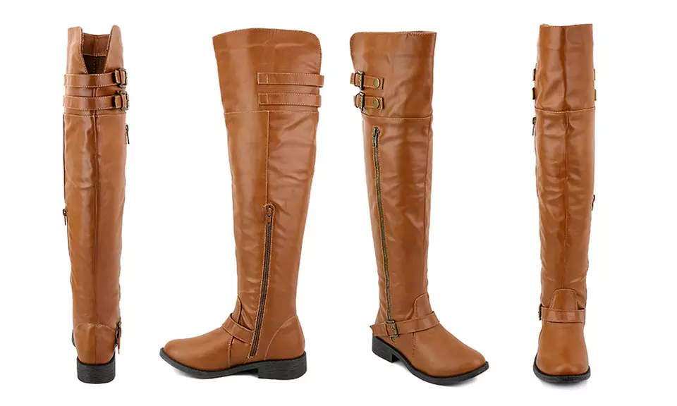 Olivia Miller Lafayette Over the Knee Multi Buckle Boots - Second Medium