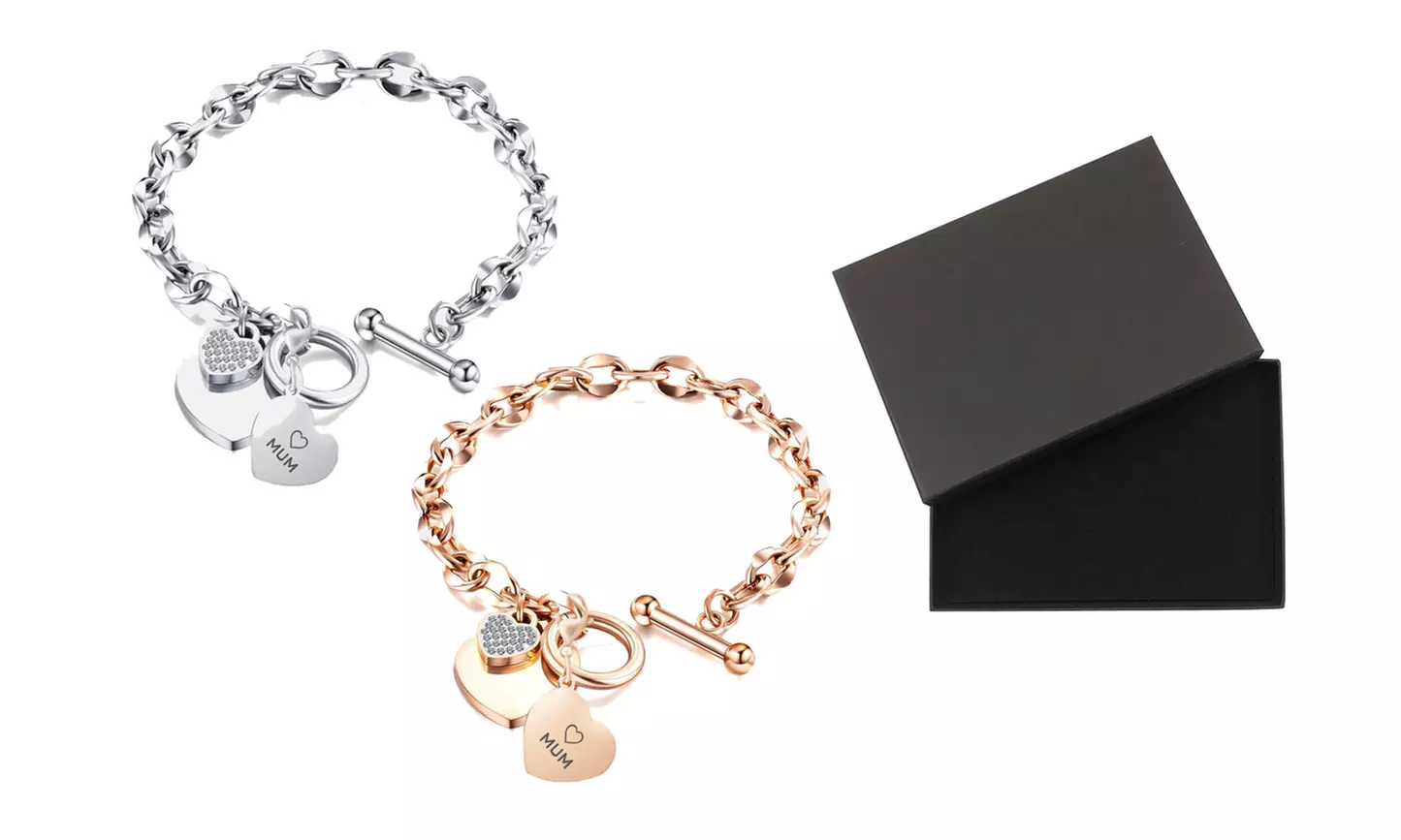 Mum Heart Toggle Bracelet made with Crystals from Swarovski® - Primary Image