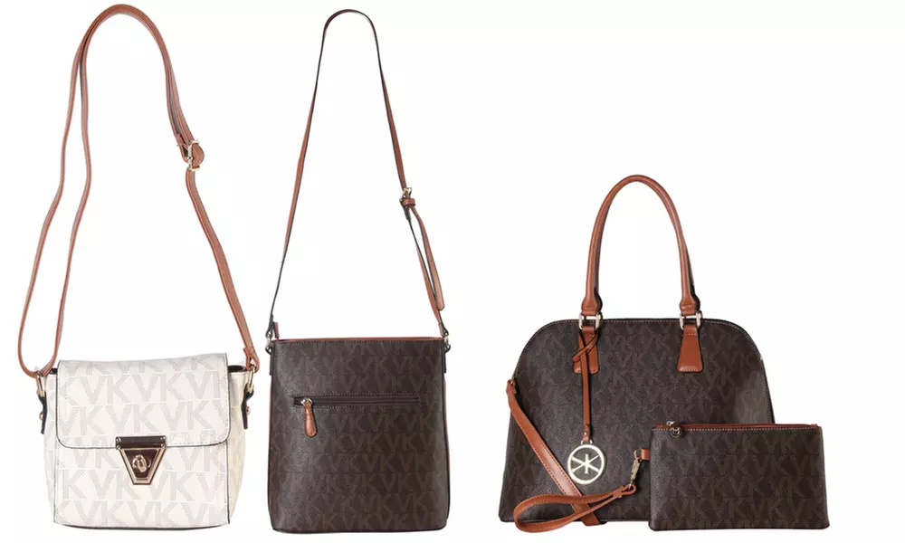 VK Collection Monogram Logo Vegan Leather Handbags - Primary Image