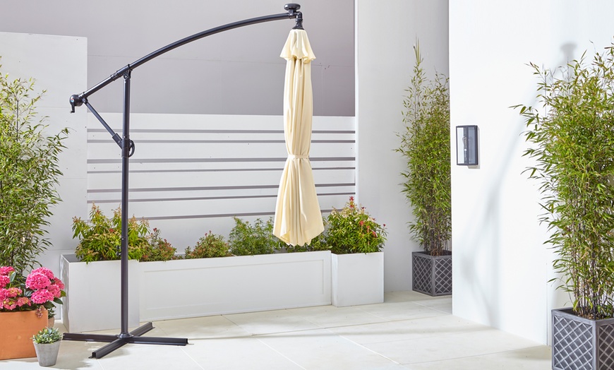 Image 2: Neo 3m Garden Outdoor Waterproof Freestanding Parasol LED Lights 