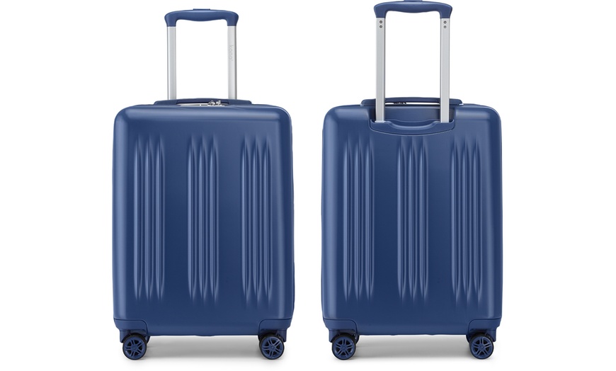 Image 25: Five-Piece Striped Expandable ABS+PC 20", 24'' and 28'' Suitcase 