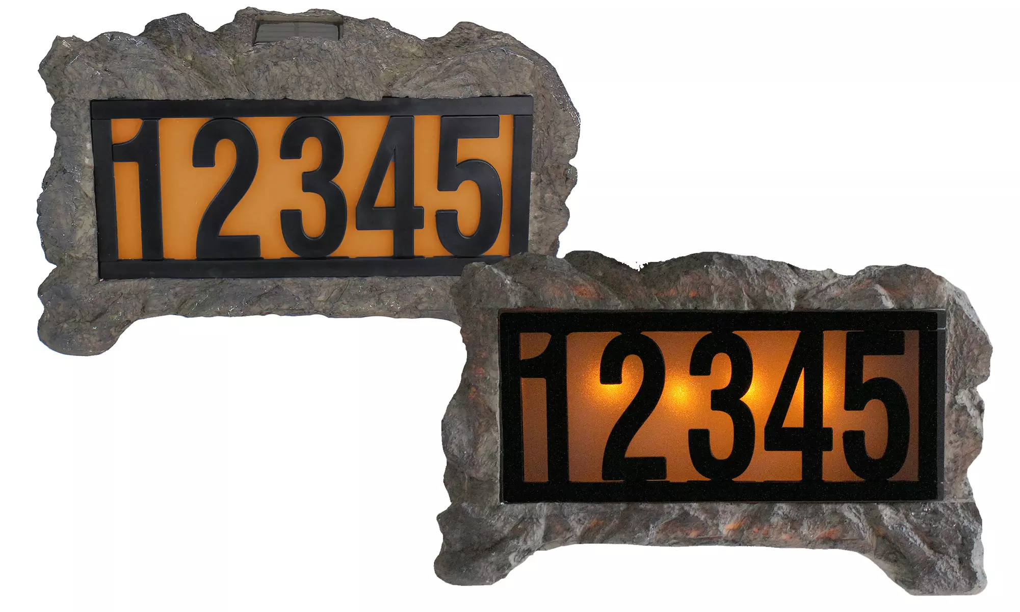 Solar Powered LED Customizable Address House Number Display Rock - Primary Image