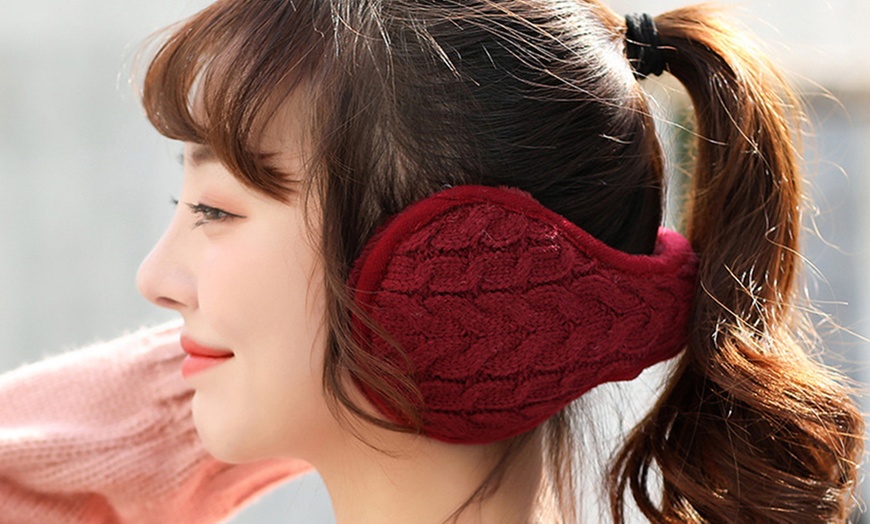 Image 2: Unisex Fleeced Knitted Earmuffs