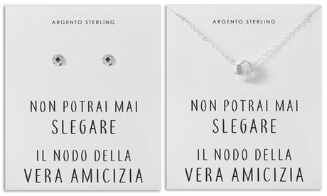 1 o 2 pezzi a scelta tra orecchini o collana Philip Jones con biglietto con citazione