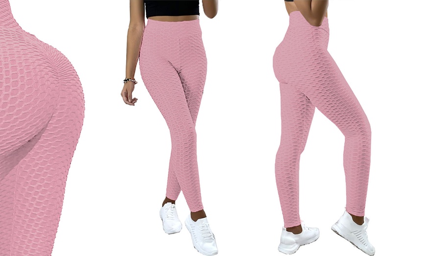 Image 4: Honeycomb Textured High Waist Leggings