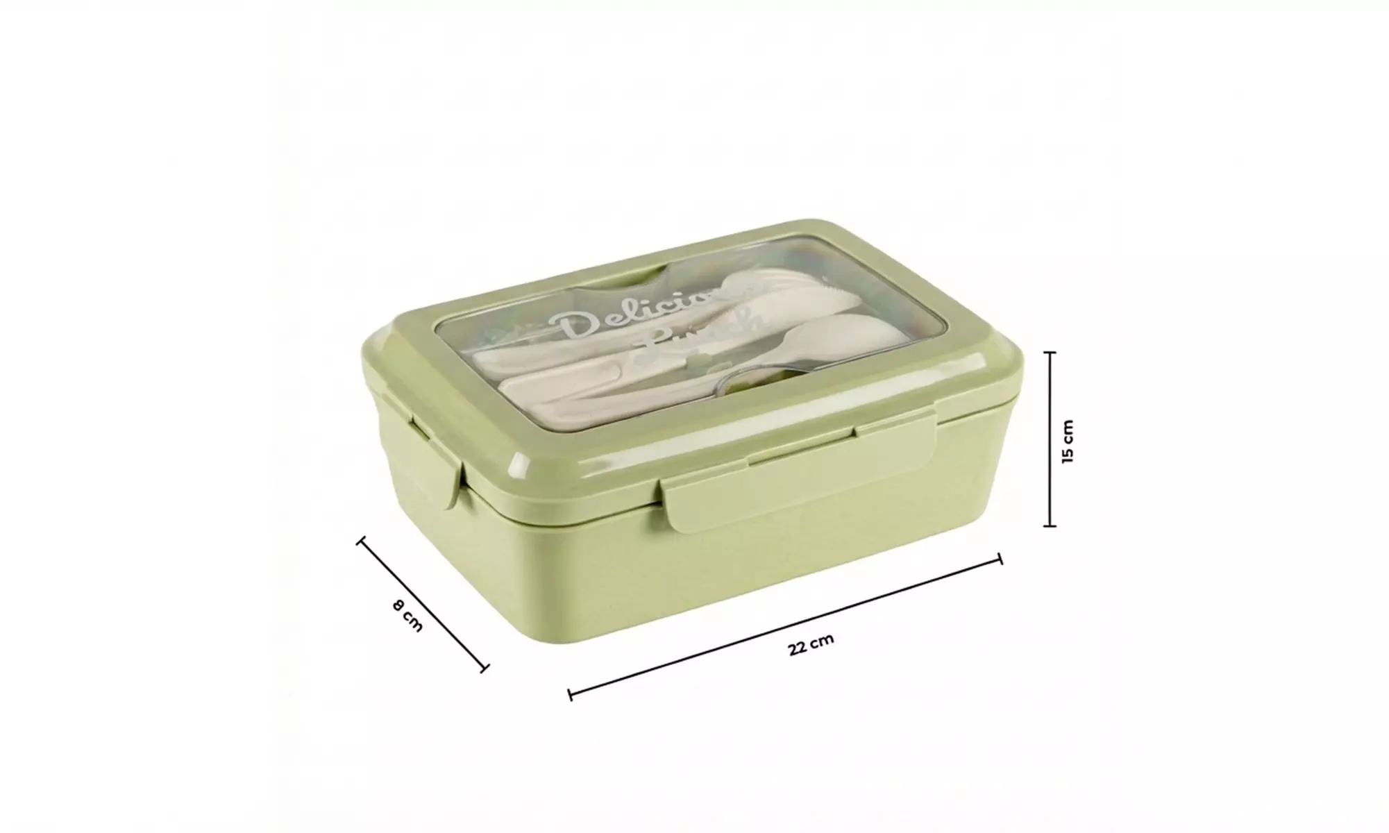 Set van 2 lunchboxen (1300 ml.) met 3 vakken en bestek