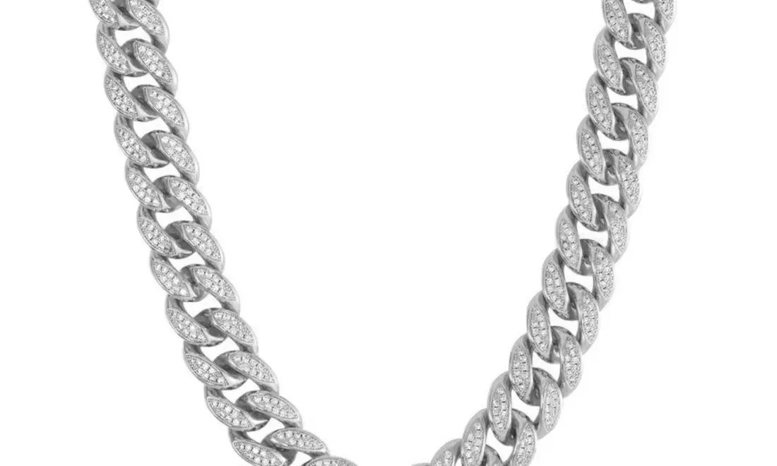 Men's .925 Sterling Silver 12mm CZ Iced Out Miami Cuban Chain Necklace - Primary Image