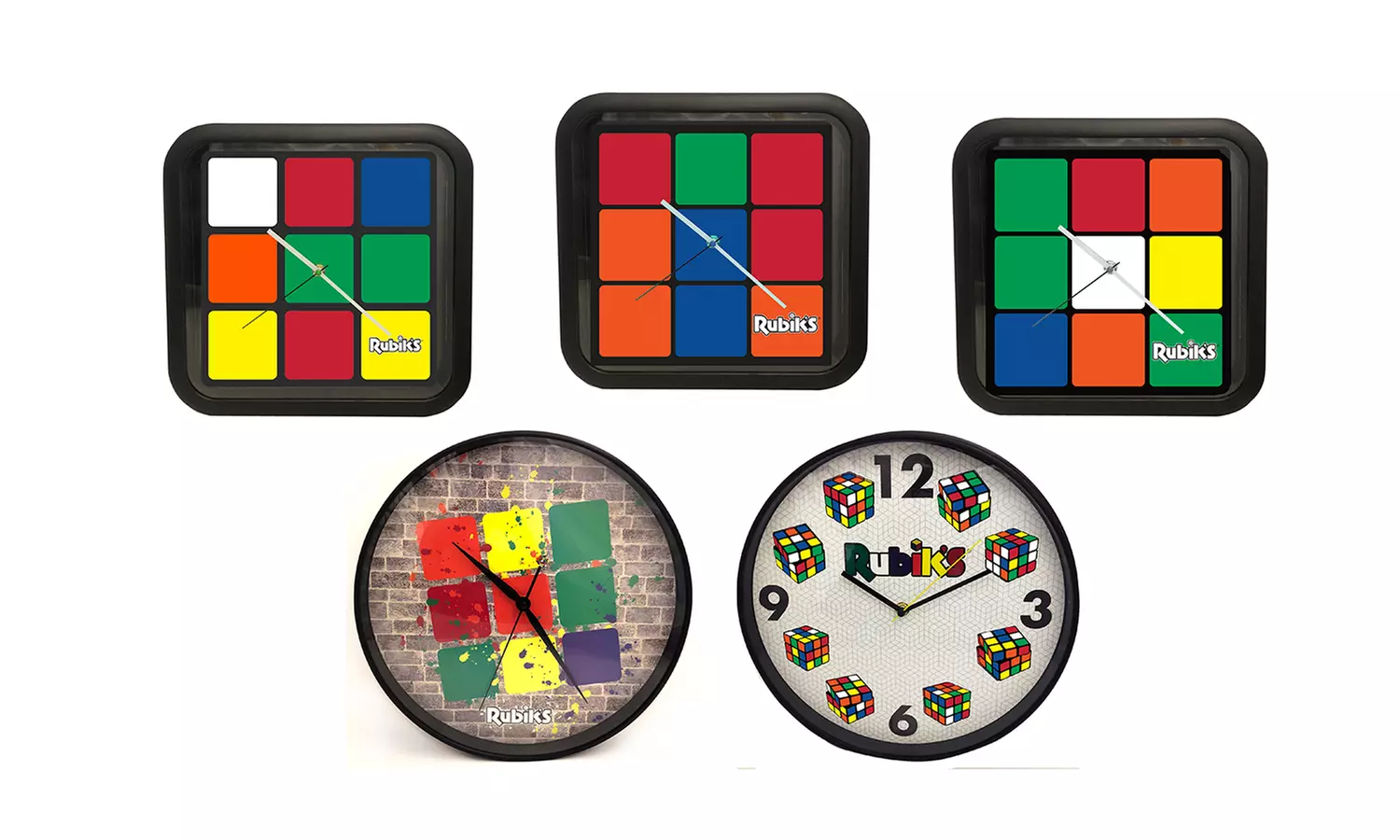 Rubik's Time To Solve Wall Clocks - Primary Image