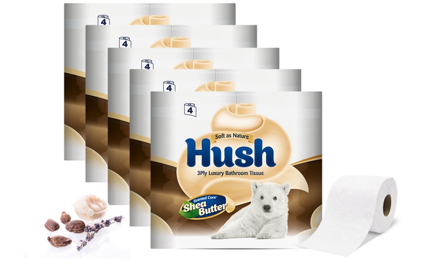 Image 1: 40 or 80 Rolls of Hush Shea Butter Three-Ply Toilet Paper